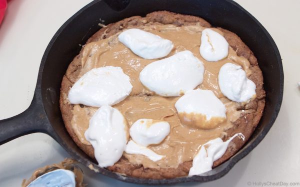Skillet Chocolate Peanut Butter S'mores Pizookie - HOLLY'S CHEAT DAY
